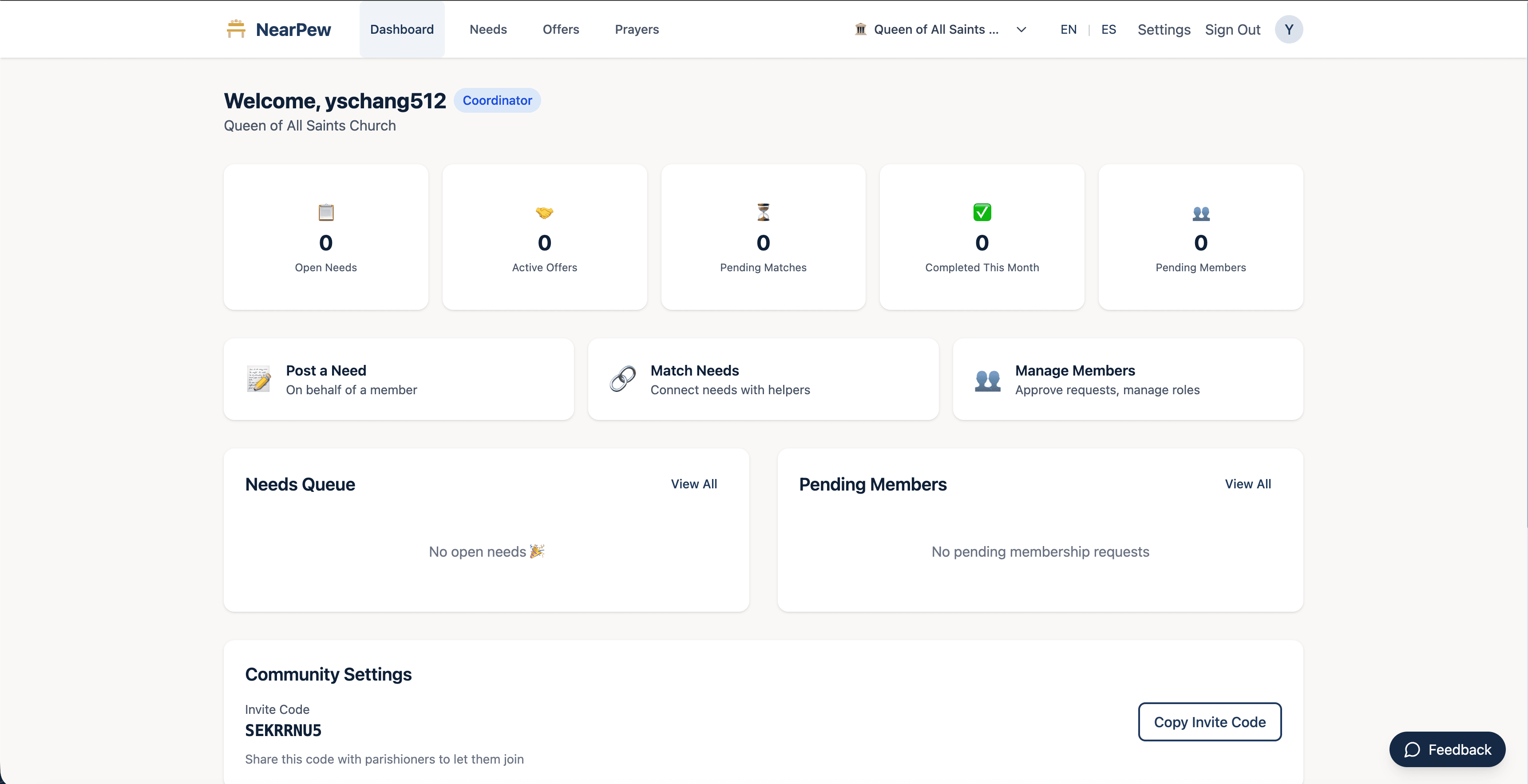 Vista del Administrador